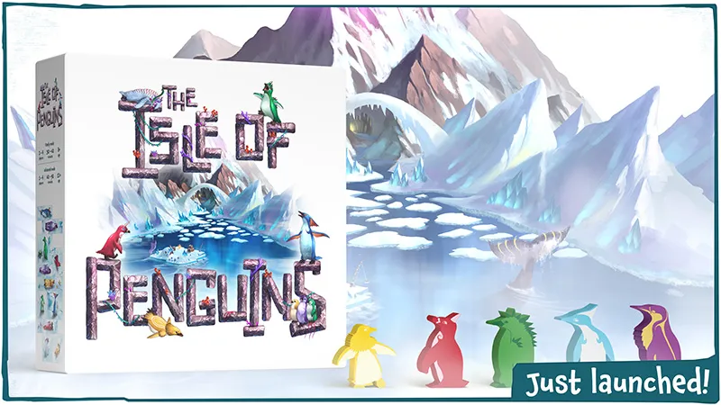 Official The Isle of Penguins box and key art from The City of Games, used for GameGuideDog campaign-watch coverage.