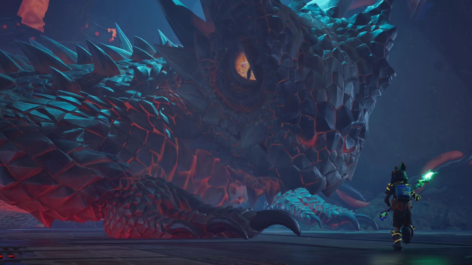 Official Grounded 2 image showing King Dozer, the giant horned lizard boss added in the Beat the Heat update.