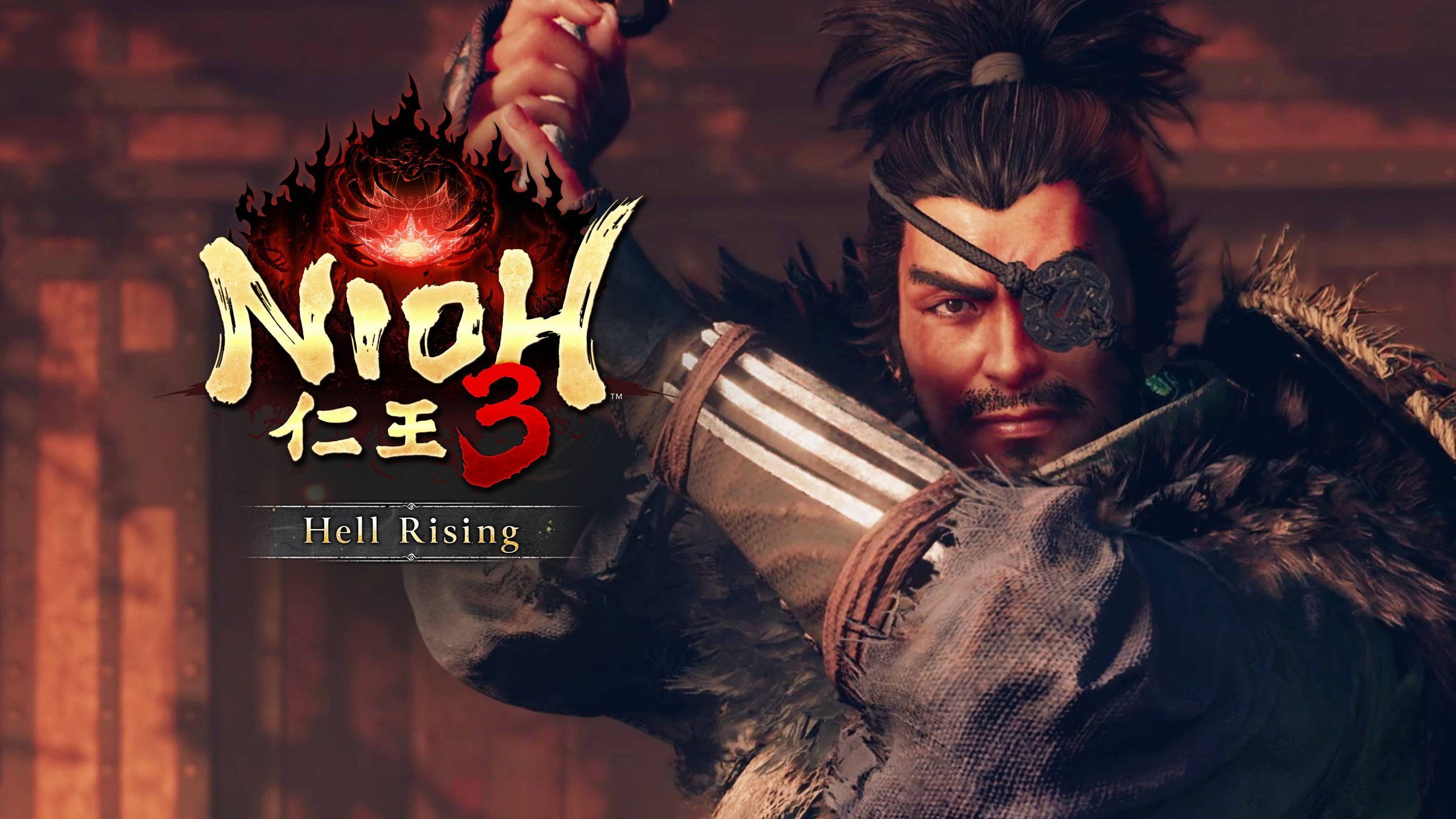 Official Nioh 3 Hell Rising key art showing the DLC's demonic Keian-era battlefield framing.
