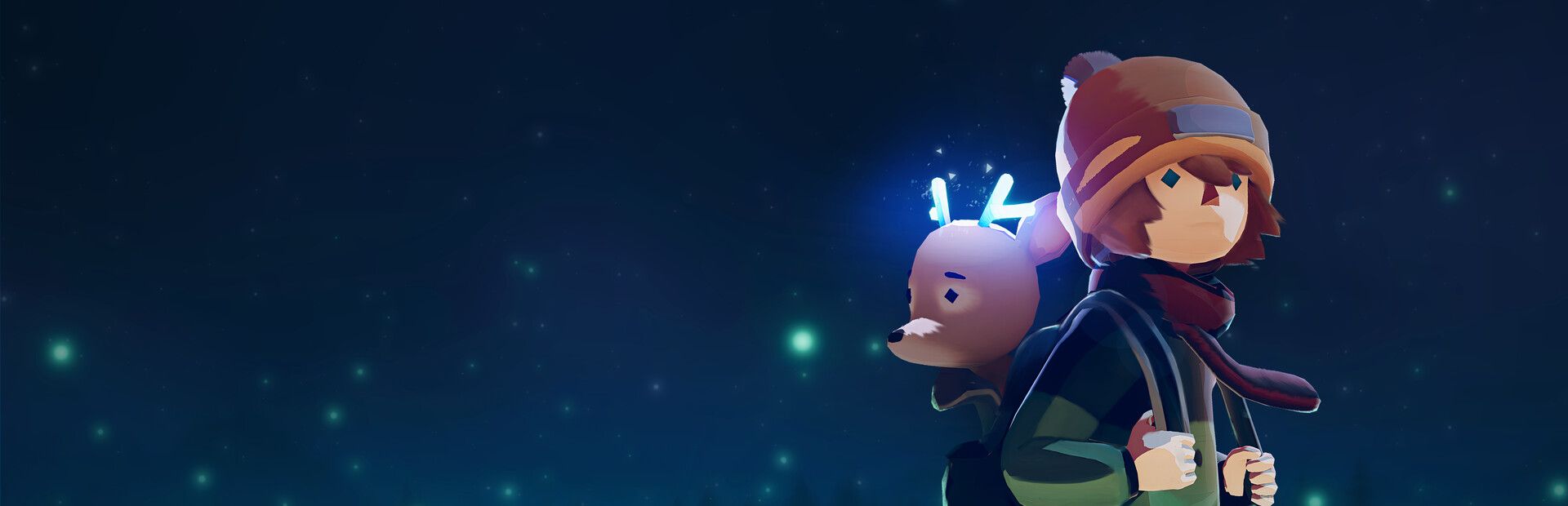 Oficjalny key art Deer & Boy ze Steama pokazujący chłopca i jelonka idących przez malowany las.