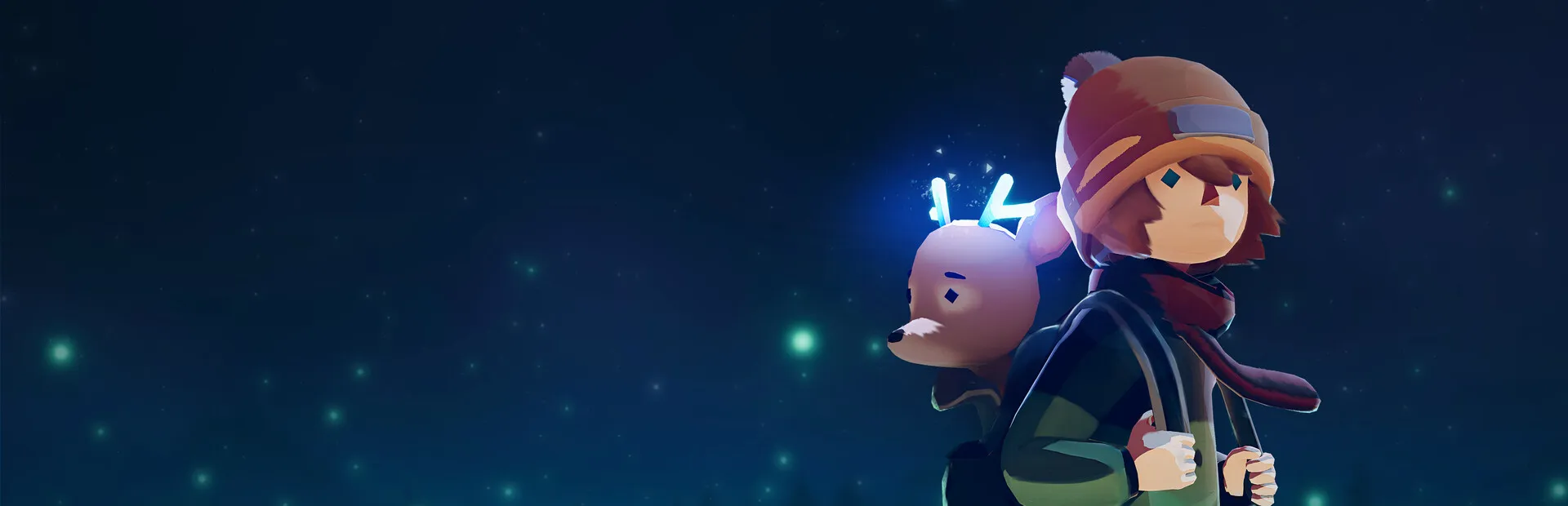 Official Deer & Boy key art from Steam showing the boy and fawn walking through the painted forest.