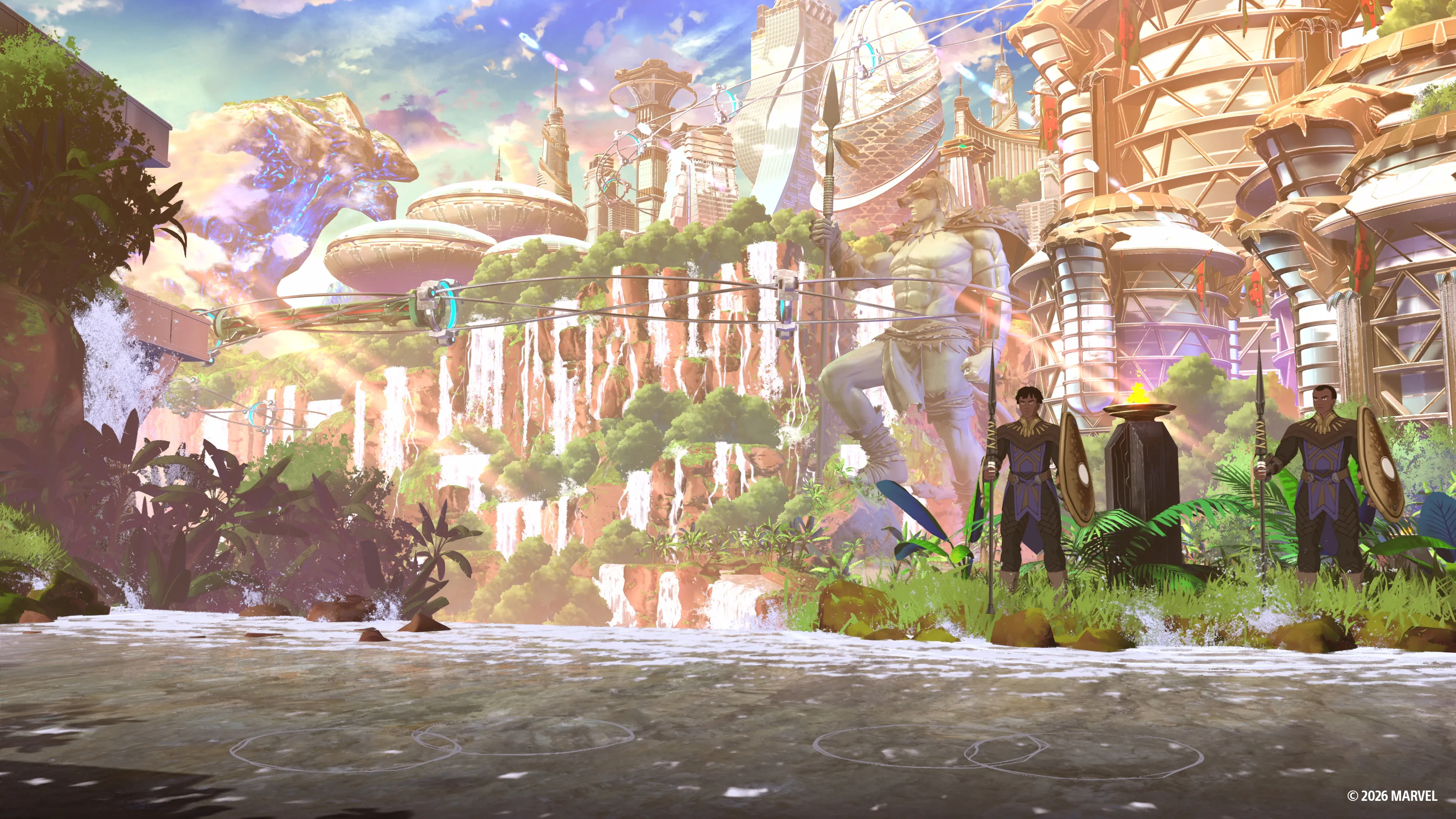 Official MARVEL Tōkon: Fighting Souls image showing the Wakanda stage reveal.