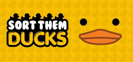 Oficjalny header art Sort Them Ducks ze Steama pokazujacy rzedy gumowych kaczek w kolorowym sklepie.