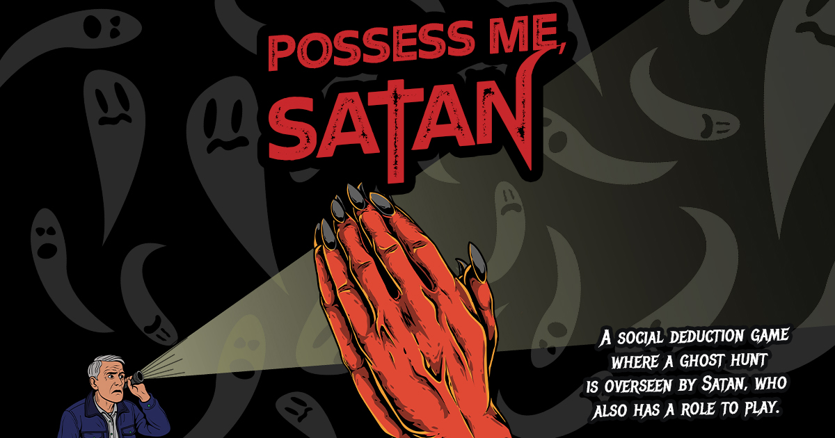 Official Possess Me, Satan campaign art from Gamefound used for GameGuideDog coverage of the live crowdfunding campaign.