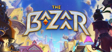 Official The Bazaar header art showing the game's bright market-fantasy style and hero cast.