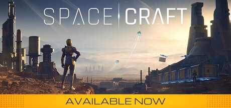 Official SpaceCraft Steam key art showing ships and industrial structures in a stylized sci-fi space setting.
