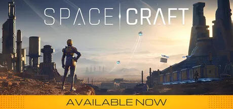 Official SpaceCraft Steam key art showing ships and industrial structures in a stylized sci-fi space setting.