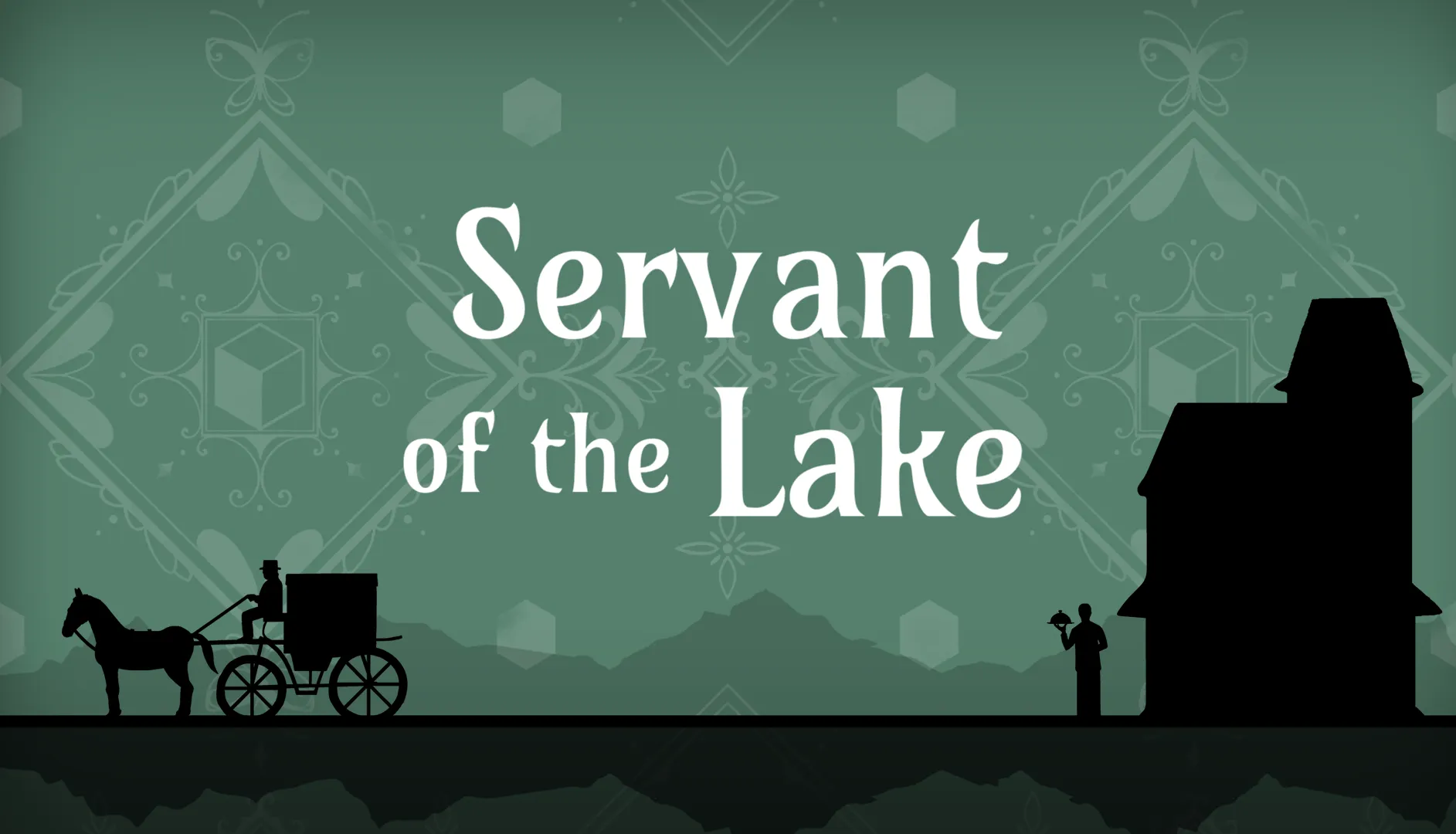 Official Servant of the Lake banner art showing the carriage approaching the Vanderboom estate at night.