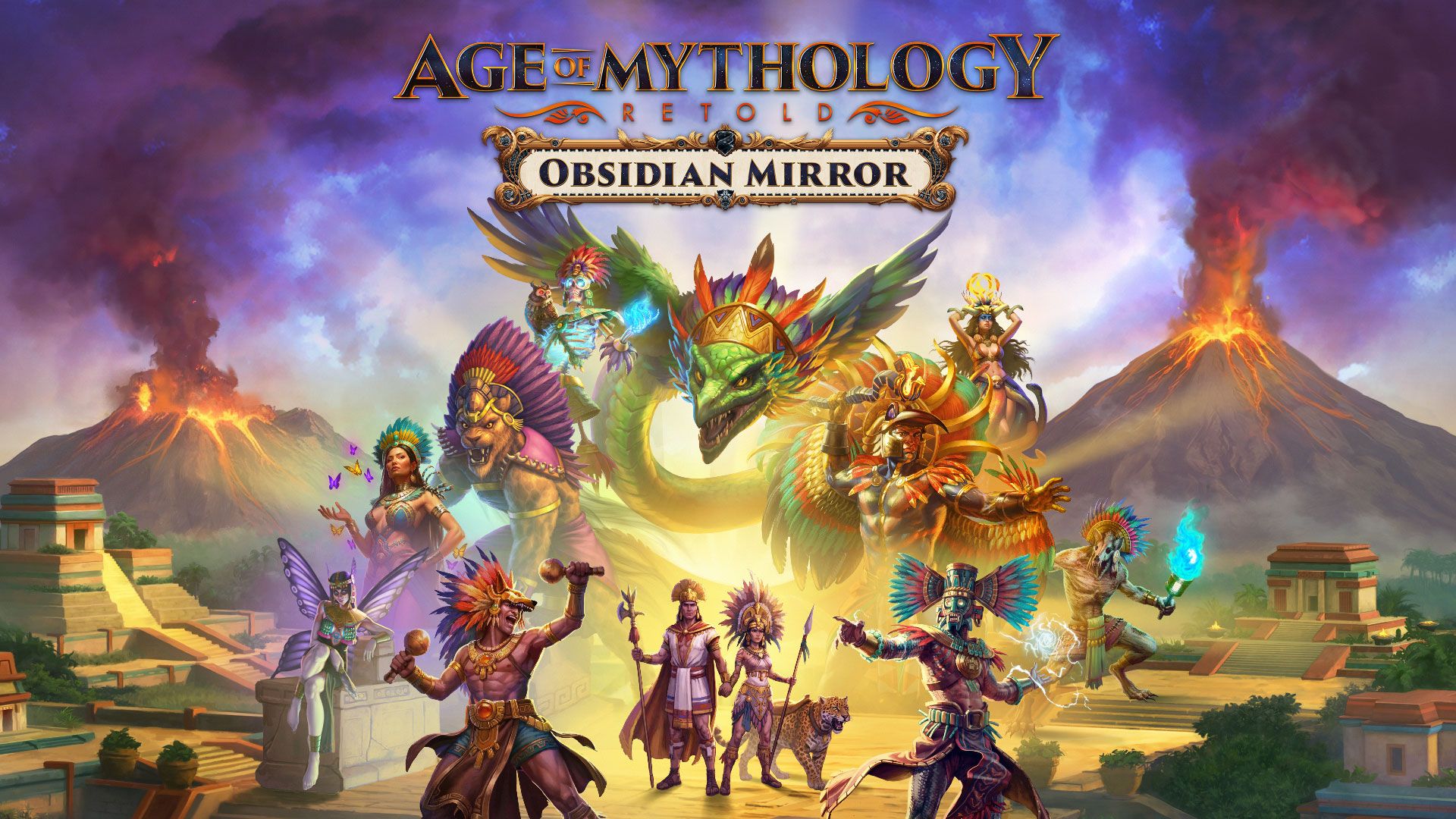 Official Age of Mythology: Retold key art for the Obsidian Mirror expansion.