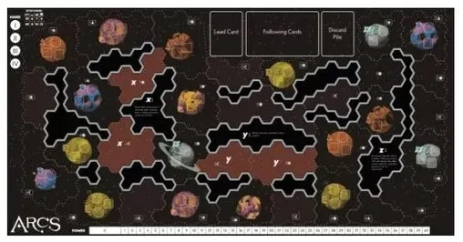 Official Arcs board art from Leder Games used for GameGuideDog coverage of the Beyond the Reach Kickstarter campaign.