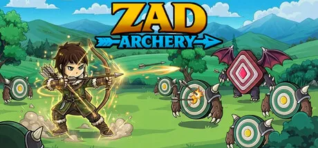 Official Zad Archery Steam artwork showing the game's bright incremental archery combat style.