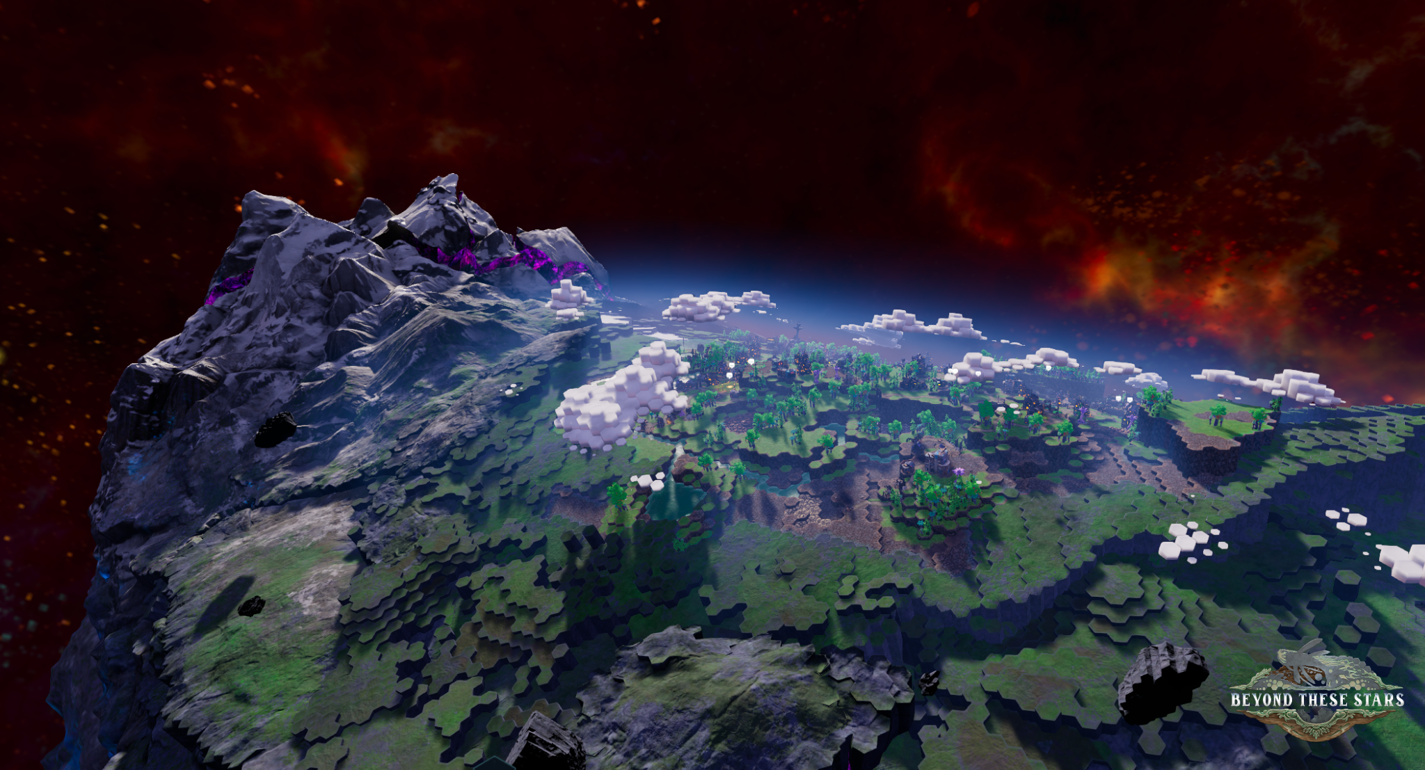 A settlement covers part of Kewa's curved back against a red starfield.