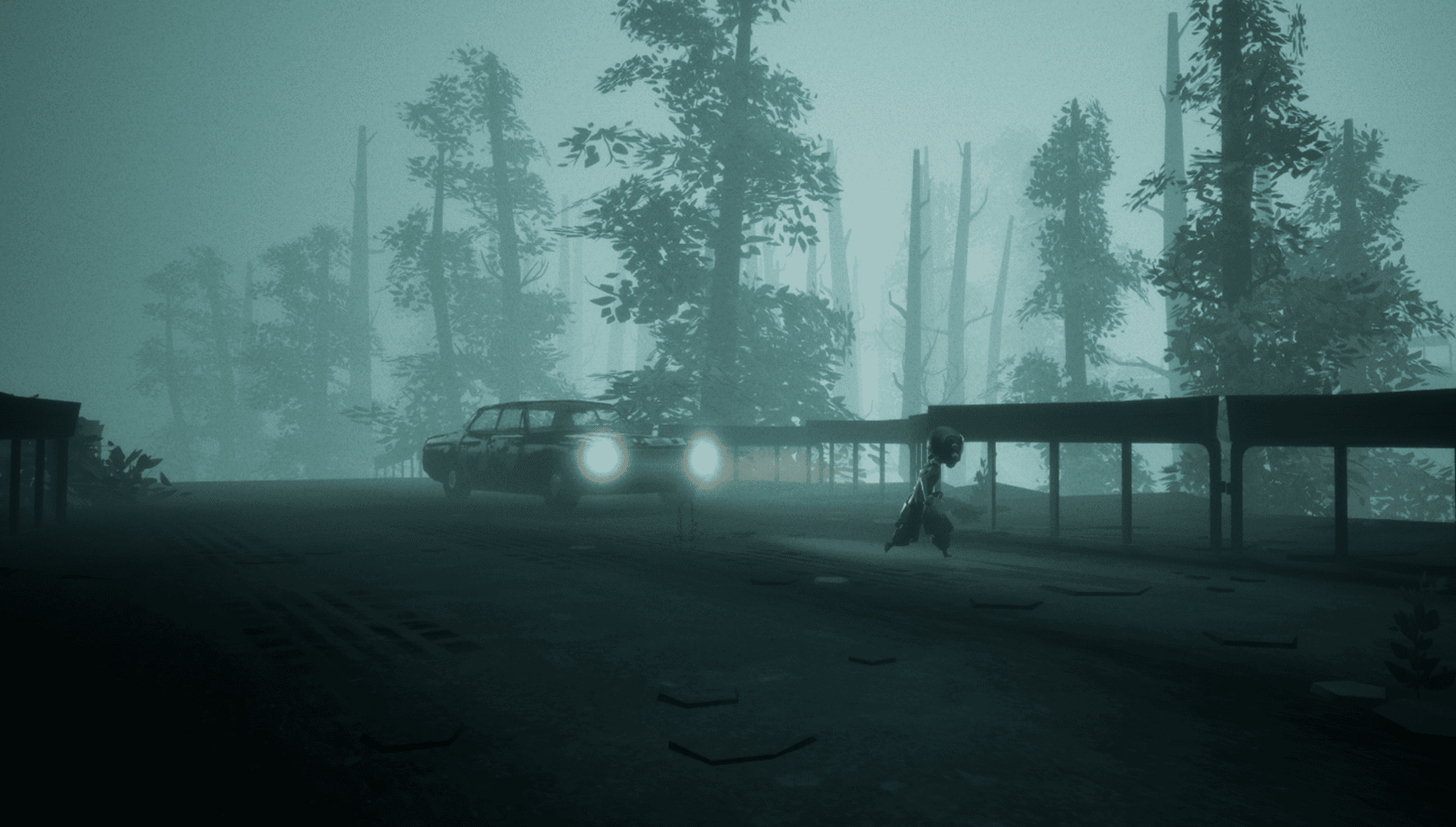 Official Rumbral screenshot showing a side-on puzzle environment with the game’s desolate art style and exploration path.