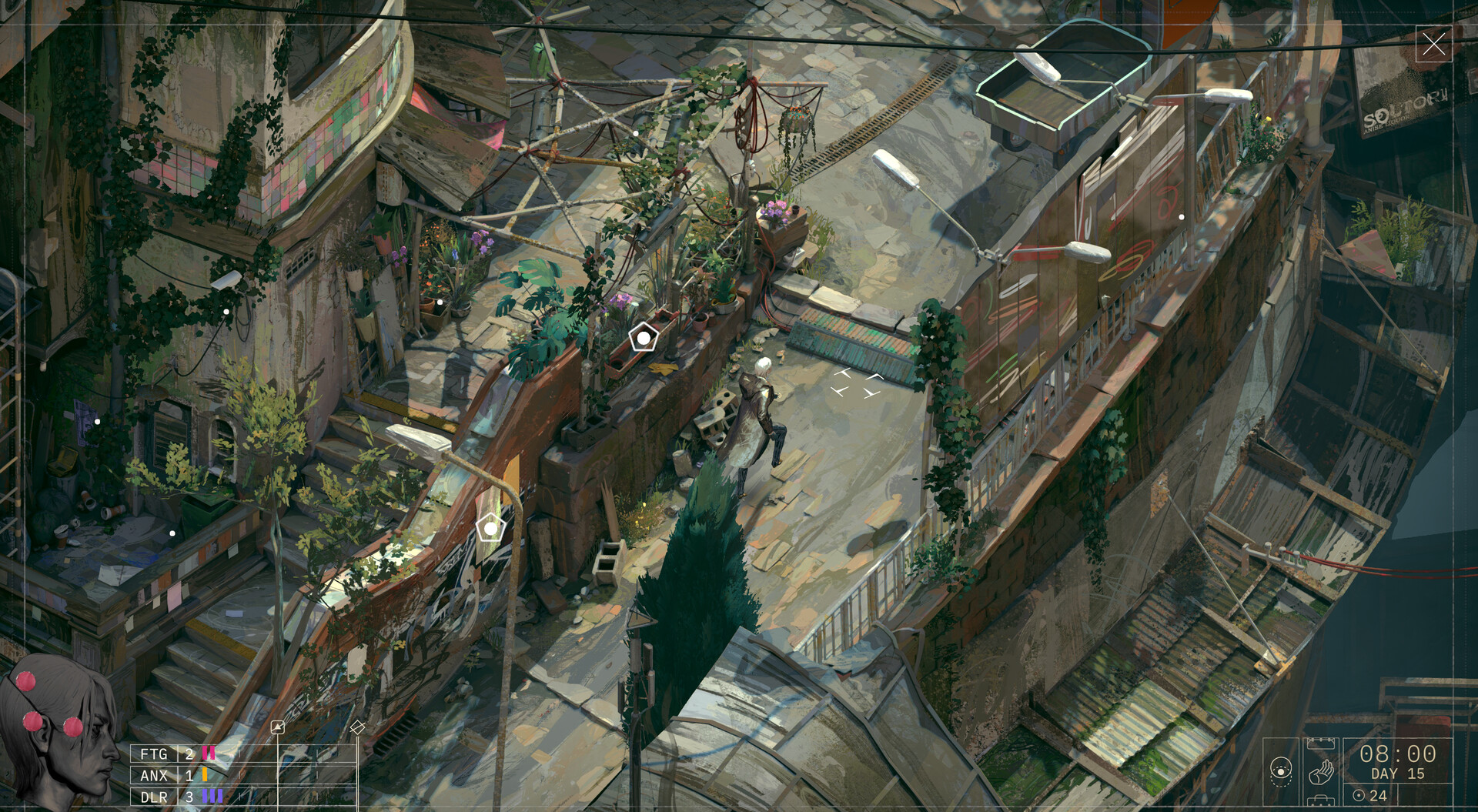 Official Zero Parades screenshot showing one of the game's moody, dialogue-heavy scenes from its Steam materials.