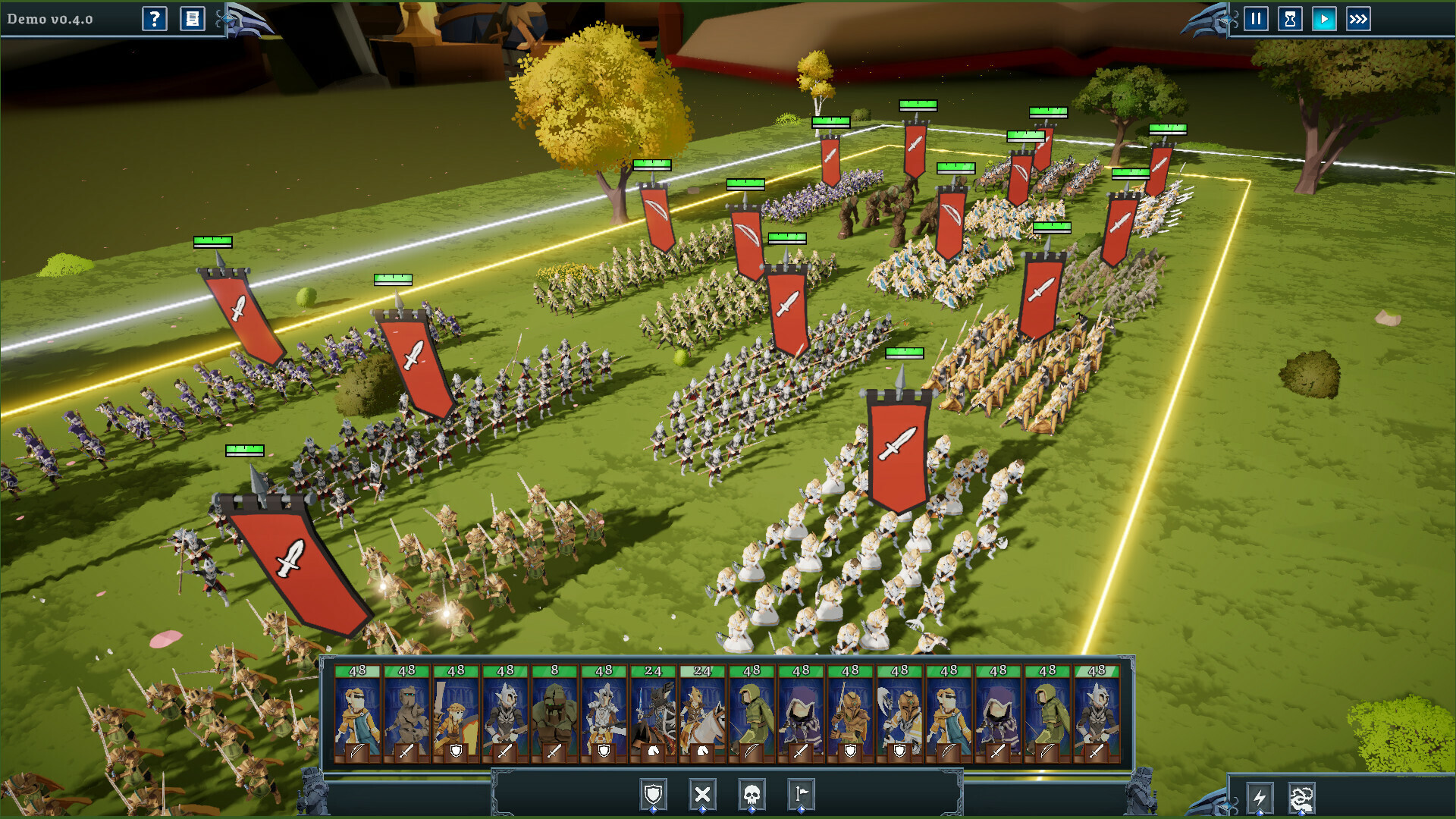 Official Tabletop Tavern Steam screenshot showing a miniature-style battlefield with clustered units, terrain, and a tactical top-down view.