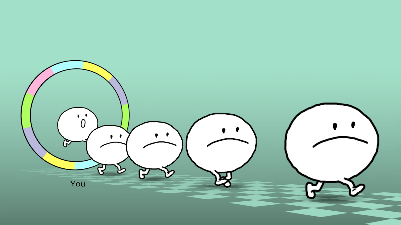 Official Rhythm Heaven Groove screenshot showing one of the game's colorful timing-based rhythm scenes.