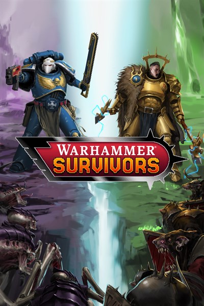 Official Xbox Store image for Warhammer Survivors showing the game's portrait-style box art and store card branding.