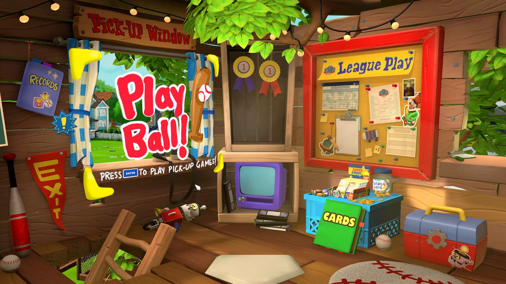 Official Backyard Baseball screenshot showing a batting view during a game with the remade 3D presentation.