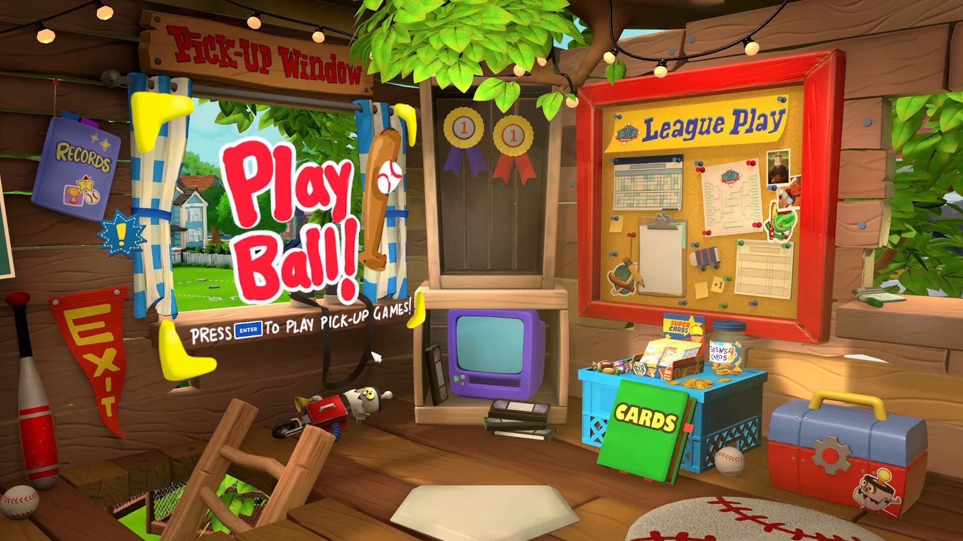 Official Backyard Baseball screenshot showing a batting view during a game with the remade 3D presentation.