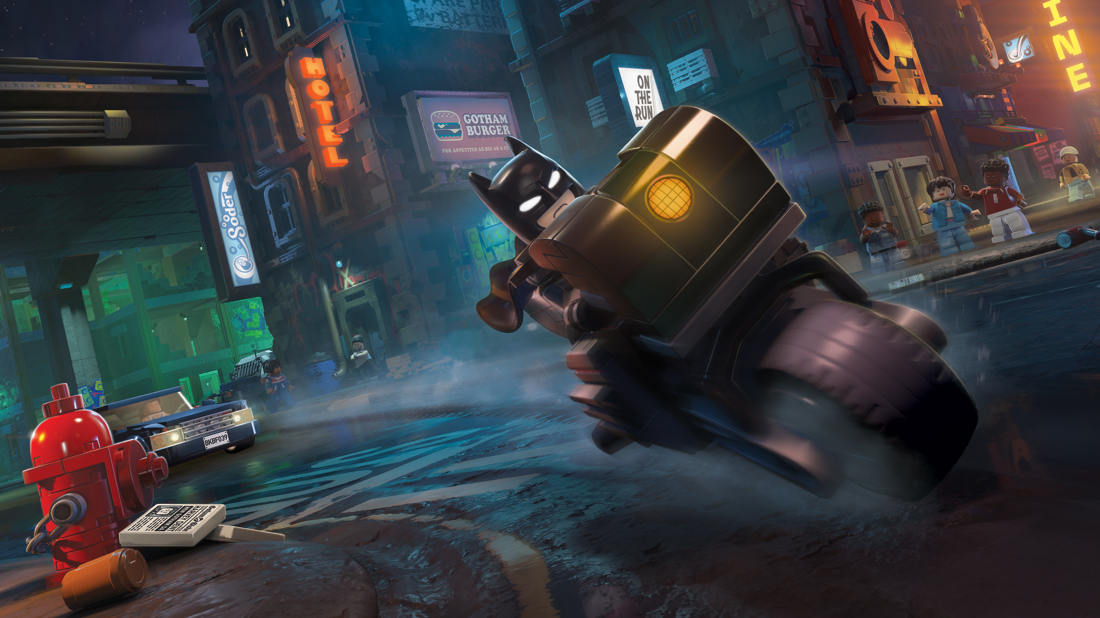 Official LEGO Batman screenshot showing another Gotham gameplay scene from the PlayStation asset set.
