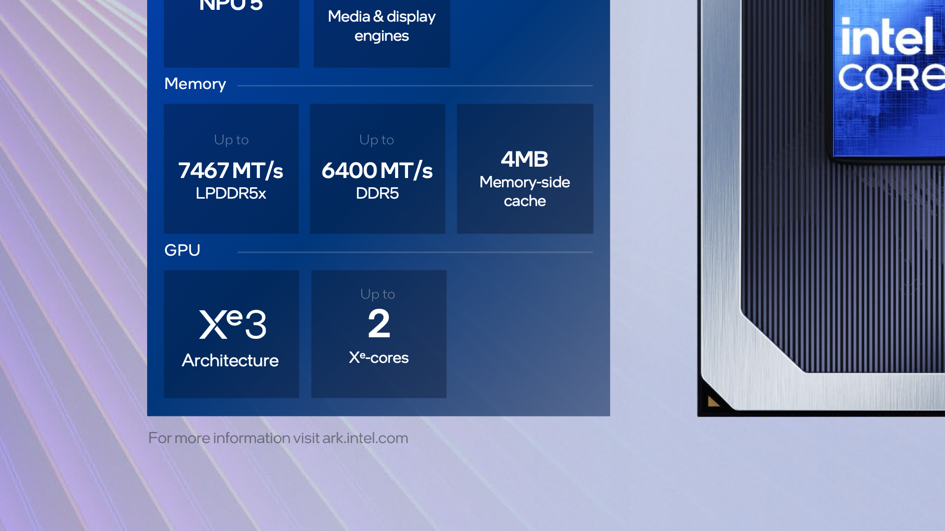Official Intel Core Series 3 launch slide showing feature and platform framing from Intel's press materials.