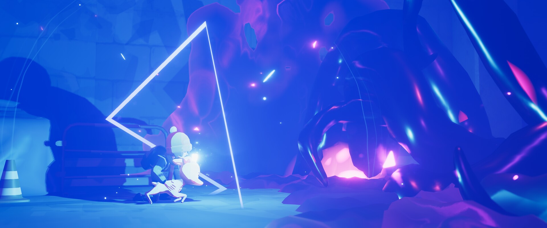 Official Deer & Boy Steam screenshot showing a brighter side-scrolling area with the boy, the fawn, and layered environmental detail.