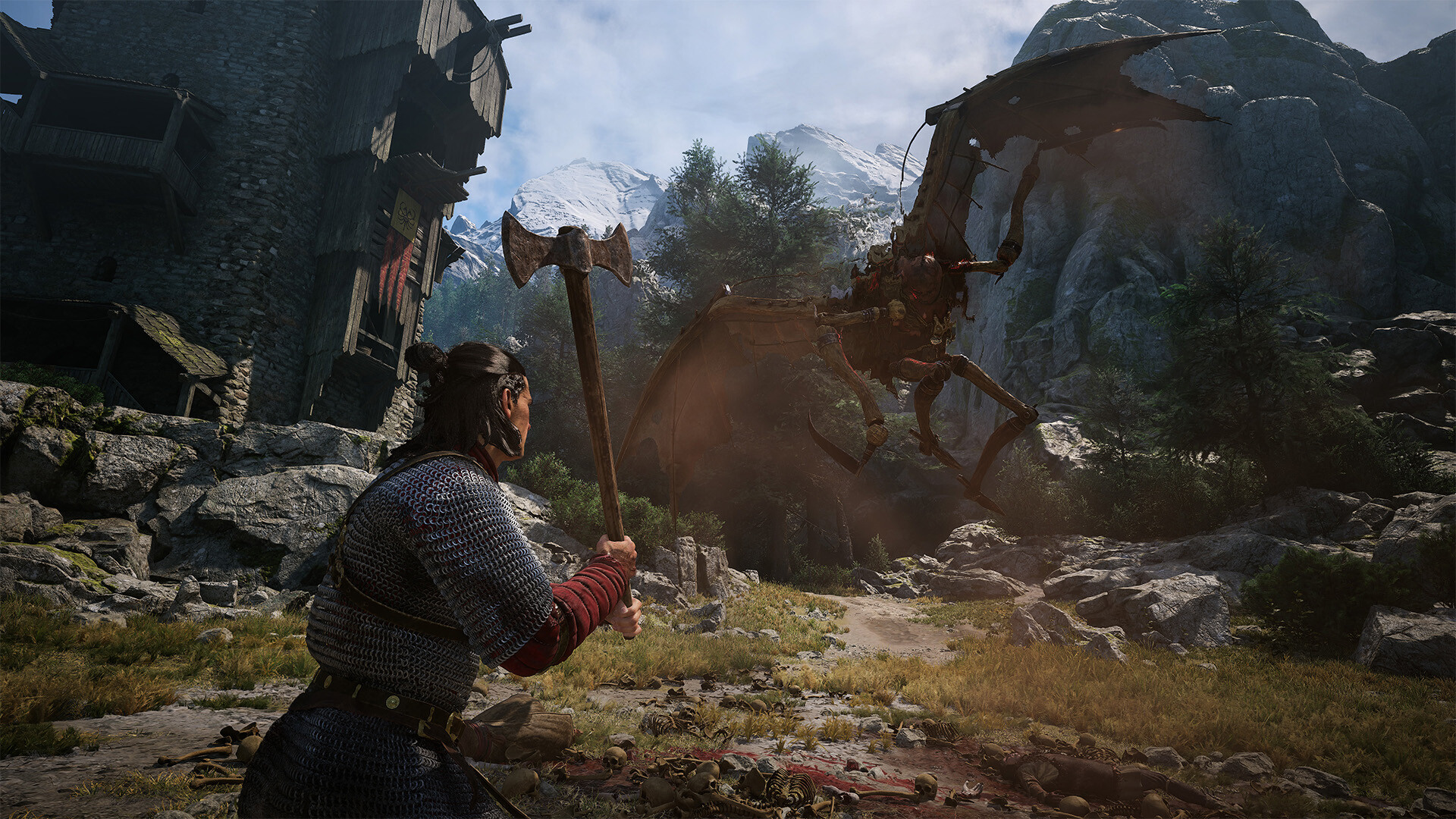 Oficjalny screenshot The Blood of Dawnwalker ze Steama pokazujący Coena w mrocznym środowisku fantasy.