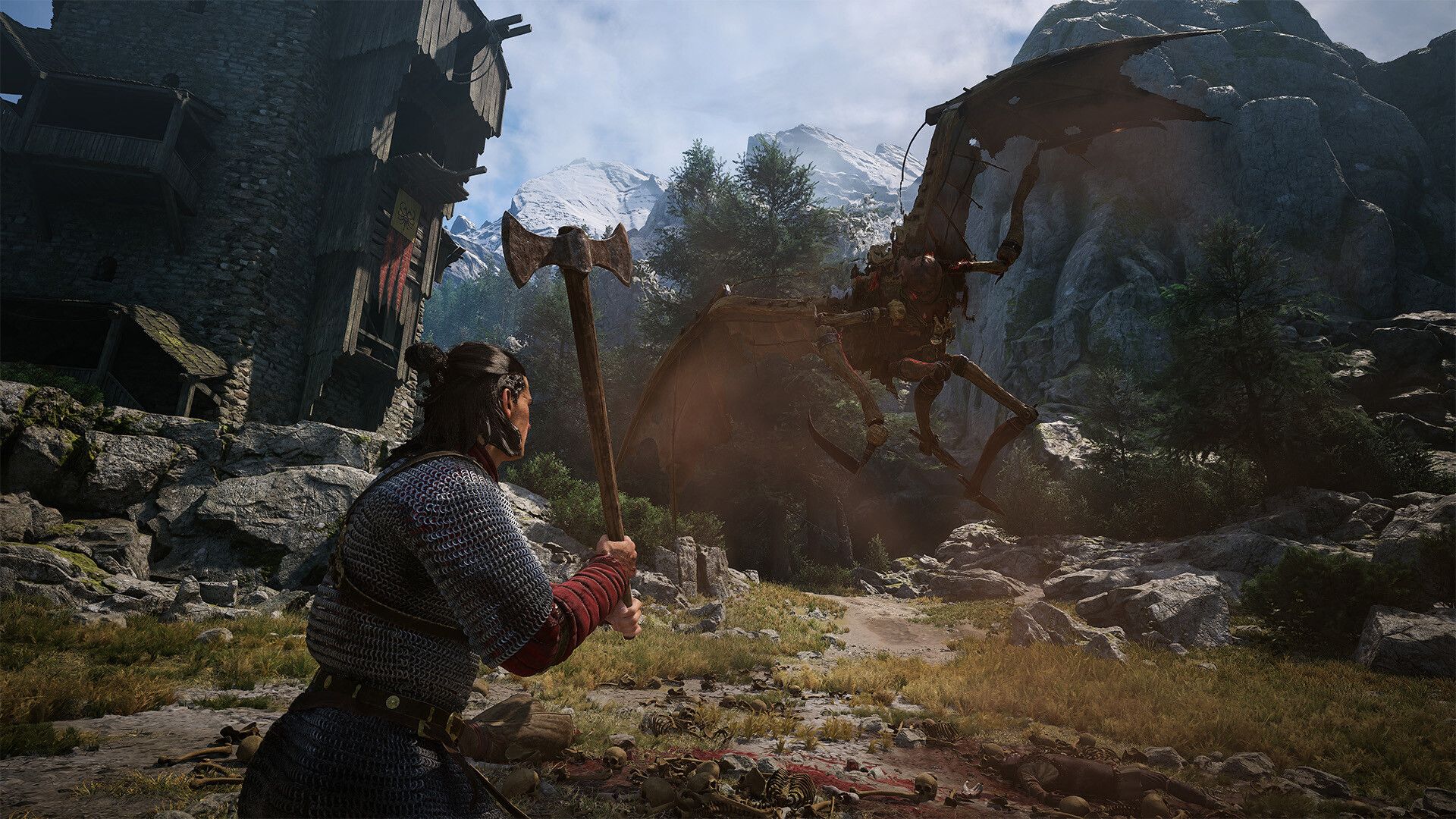 Official The Blood of Dawnwalker screenshot from Steam showing Coen moving through a dark medieval environment.