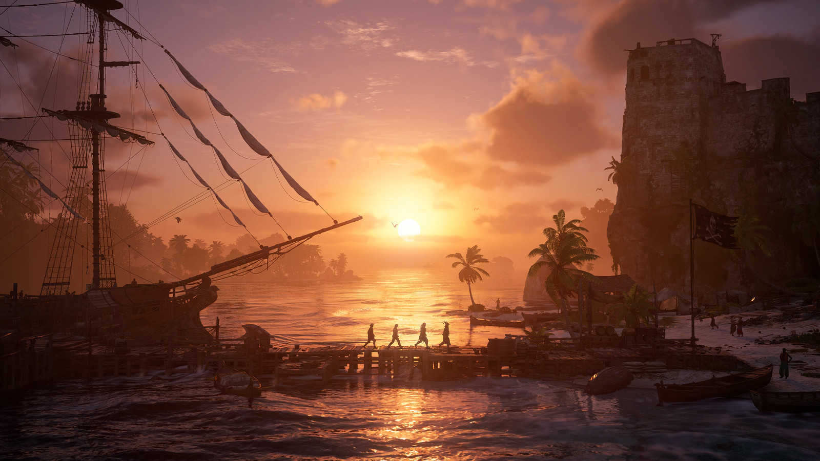 Official Assassin’s Creed Black Flag Resynced screenshot showing Edward Kenway and upgraded action detail during combat.
