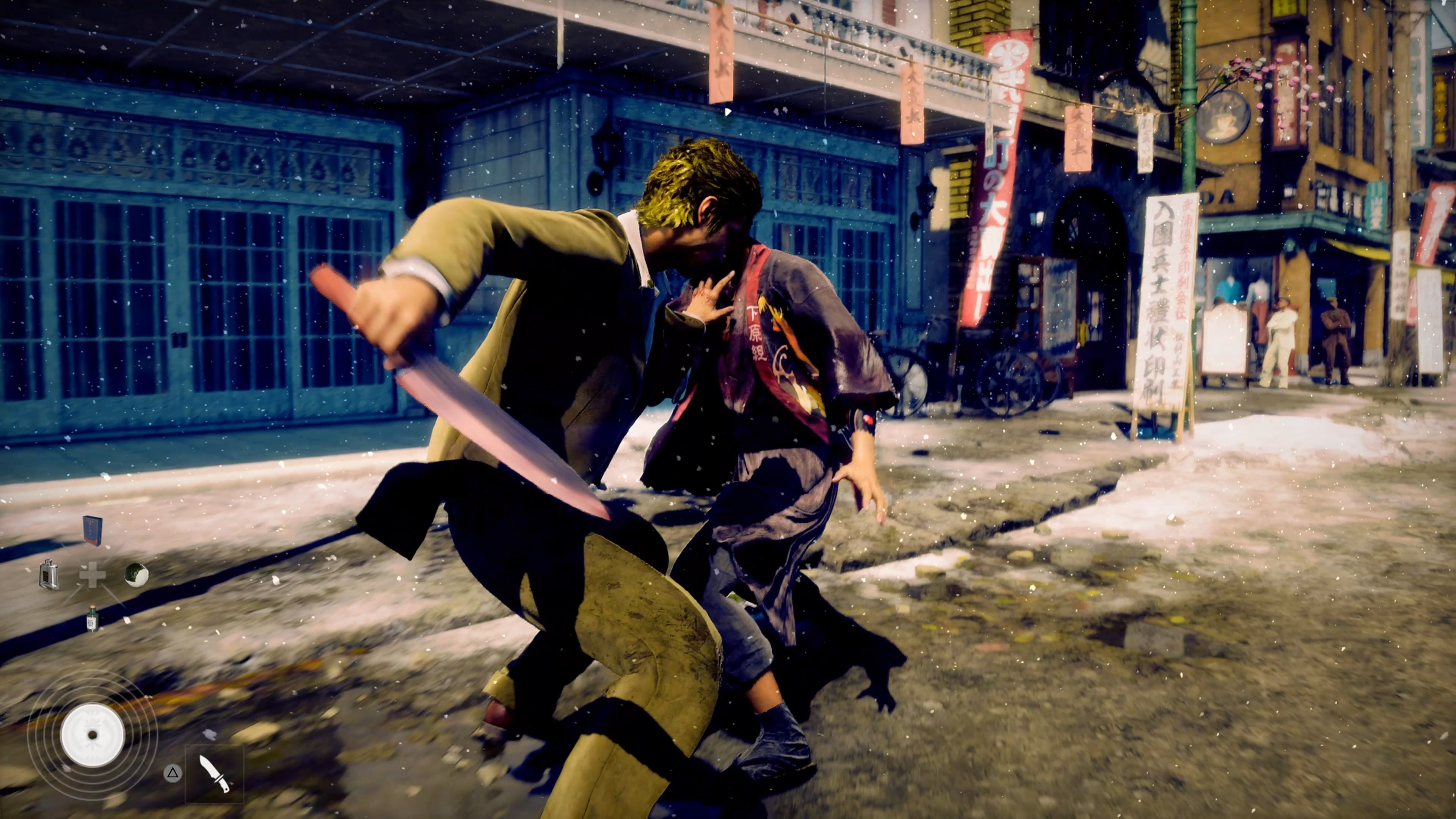 Official Stranger Than Heaven gameplay image used in PlayStation's media set, showing one of the game's close-quarters combat sequences.