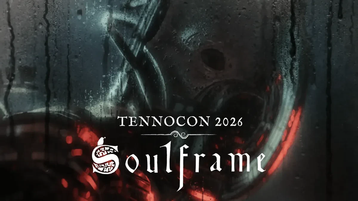 Official Soulframe TennoCon promotional art showing a character in a bright fantasy woodland scene.