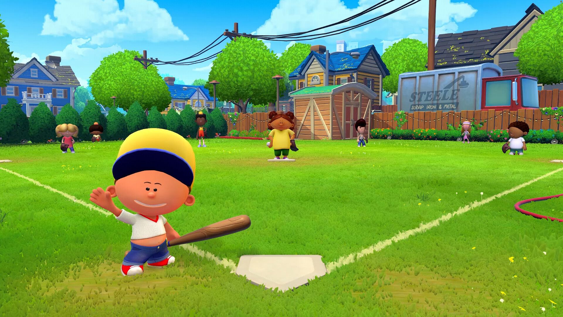 Official Backyard Baseball screenshot showing a gameplay scene from the new release on Steam.