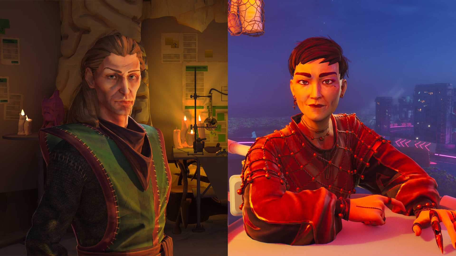 Official Tides of Tomorrow screenshot showing two characters tied to the game’s relationship and choice-driven story framing.