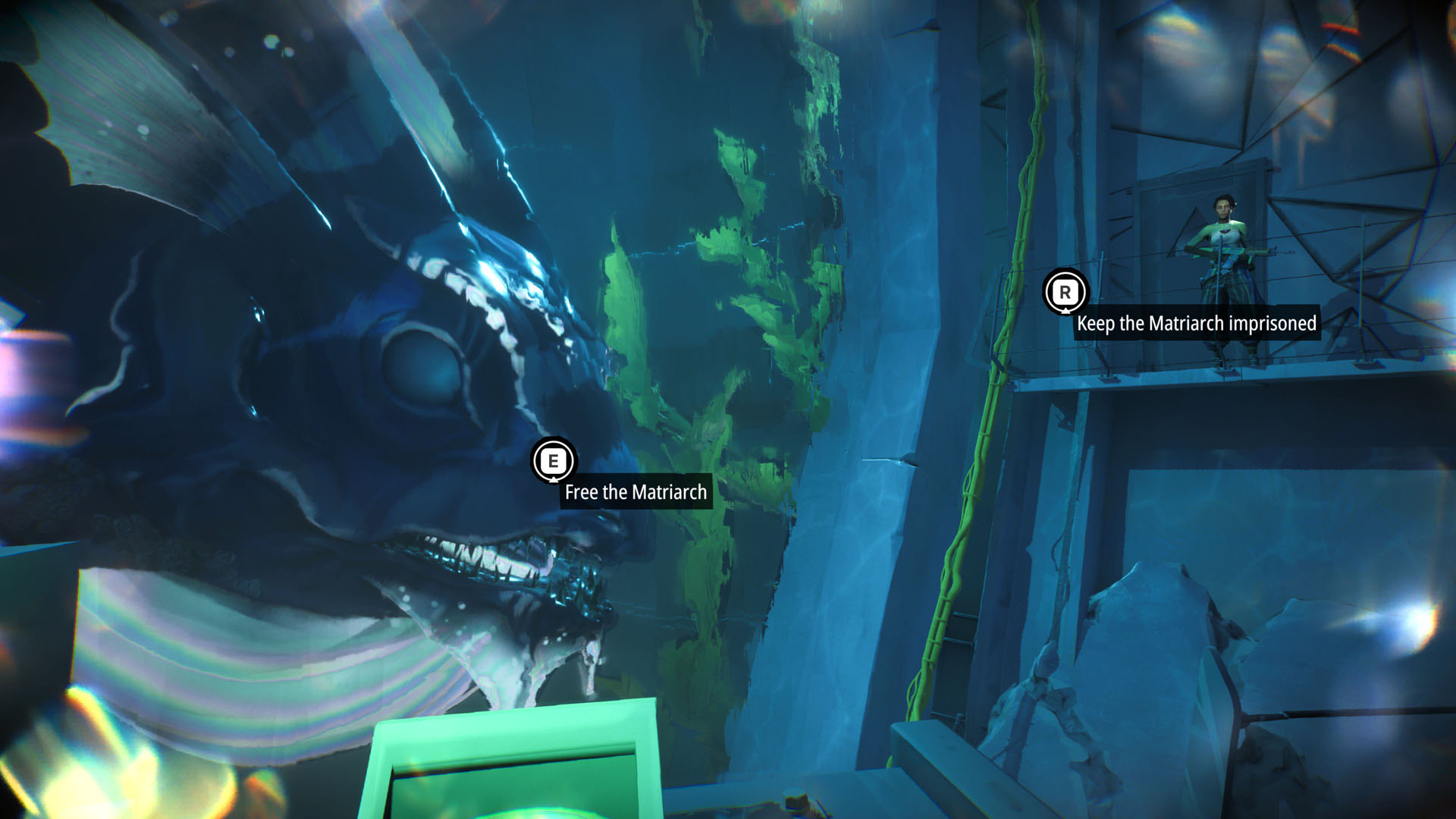 Official Tides of Tomorrow screenshot showing a major in-game decision scene used to frame the game’s moral-choice systems.