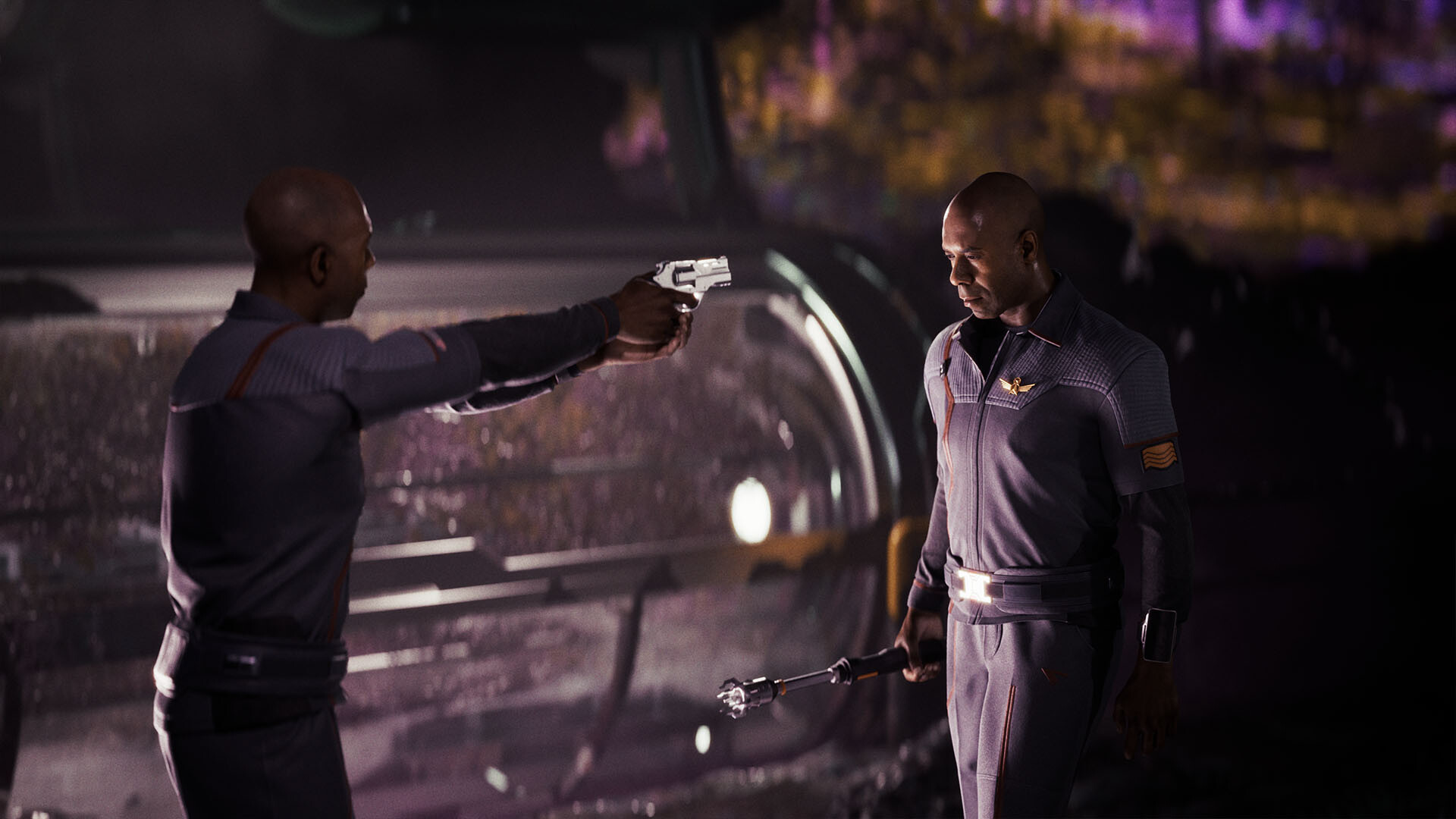 Official Directive 8020 screenshot showing a character in a high-pressure encounter on the alien mission.