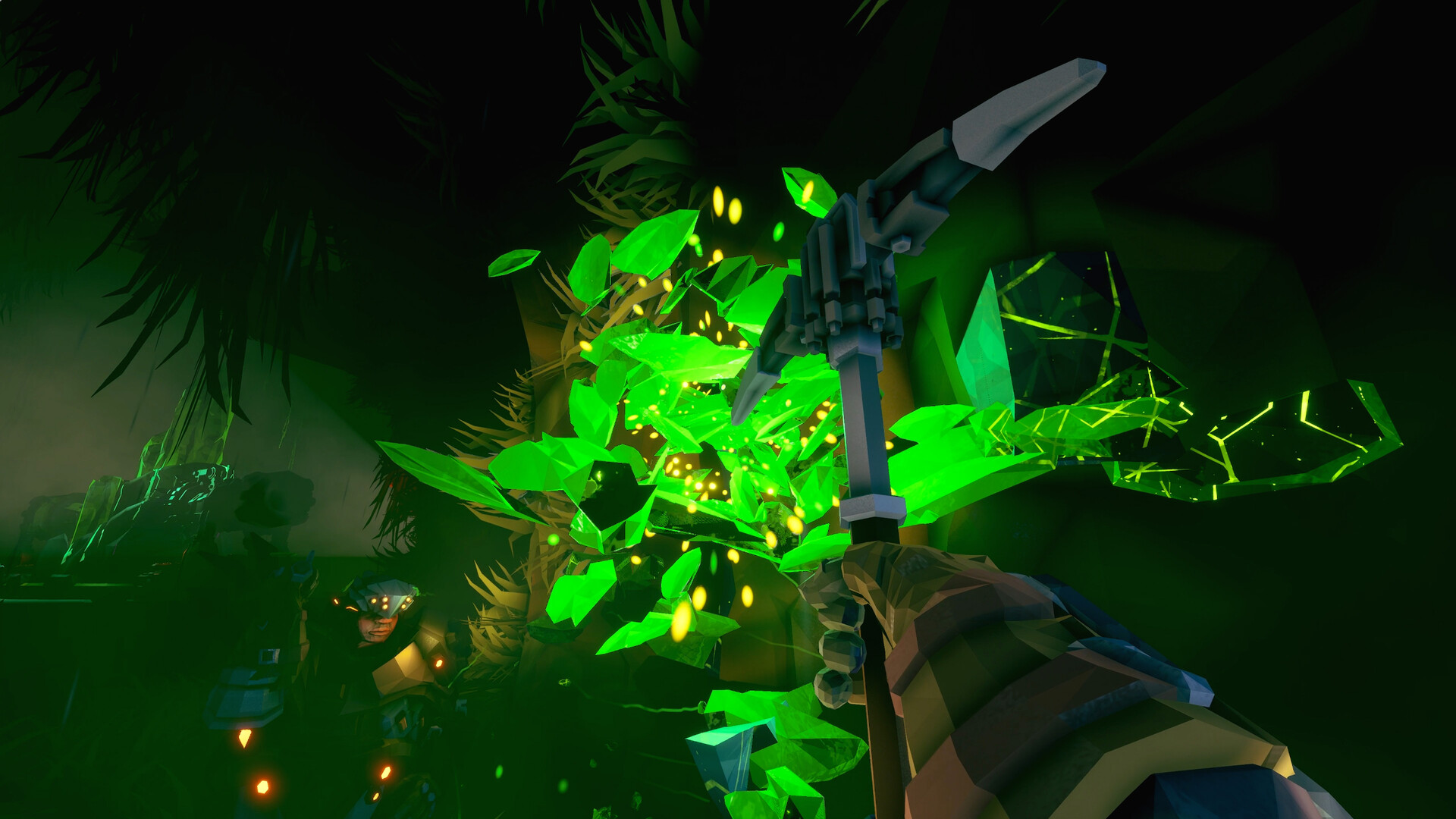 Official Deep Rock Galactic: Rogue Core Steam screenshot showing a firefight inside one of the spin-off's infested mining facilities.