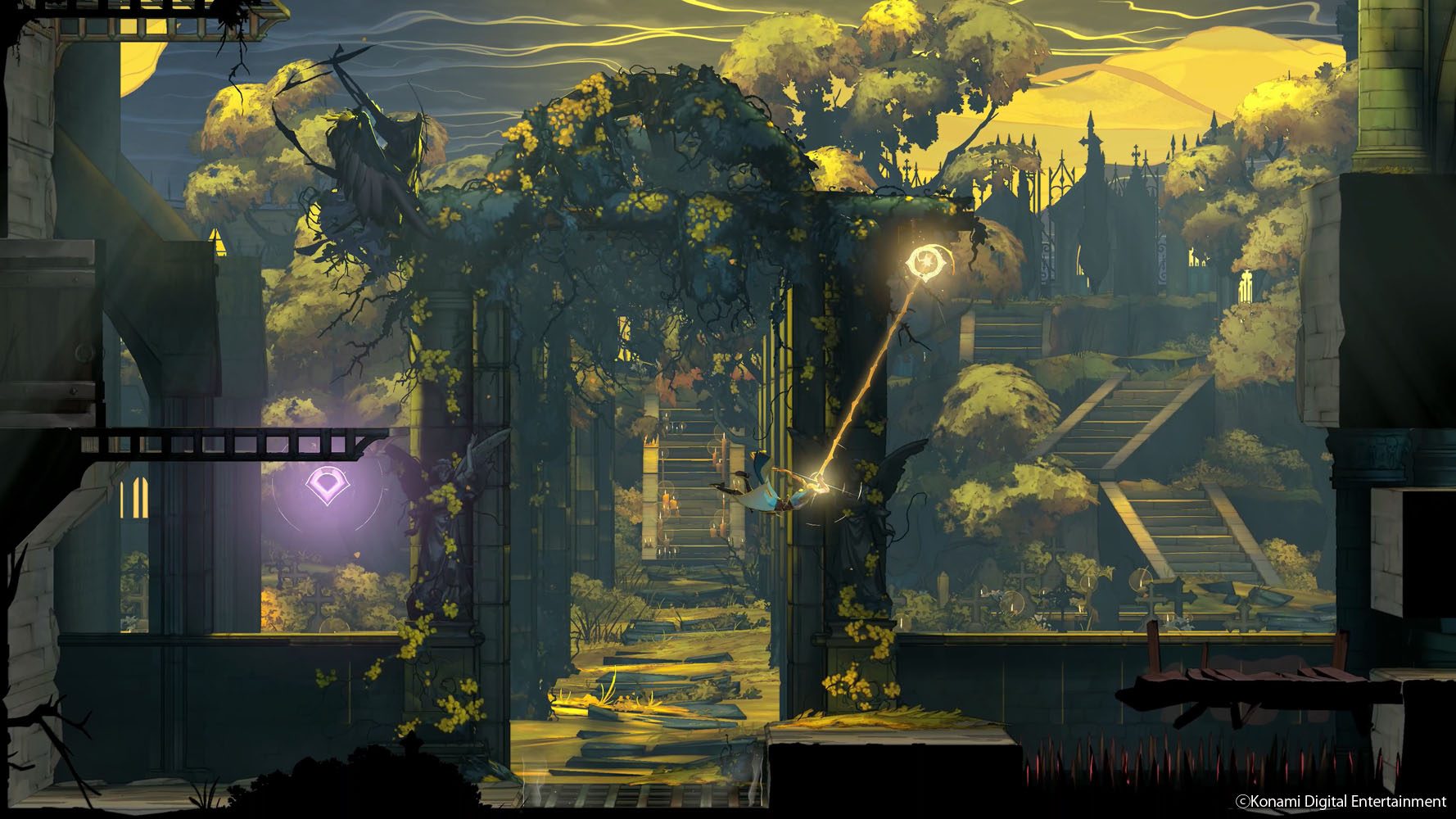 Oficjalny kadr z Castlevania: Belmont's Curse pokazujący jedno z dużych starć z bossem.