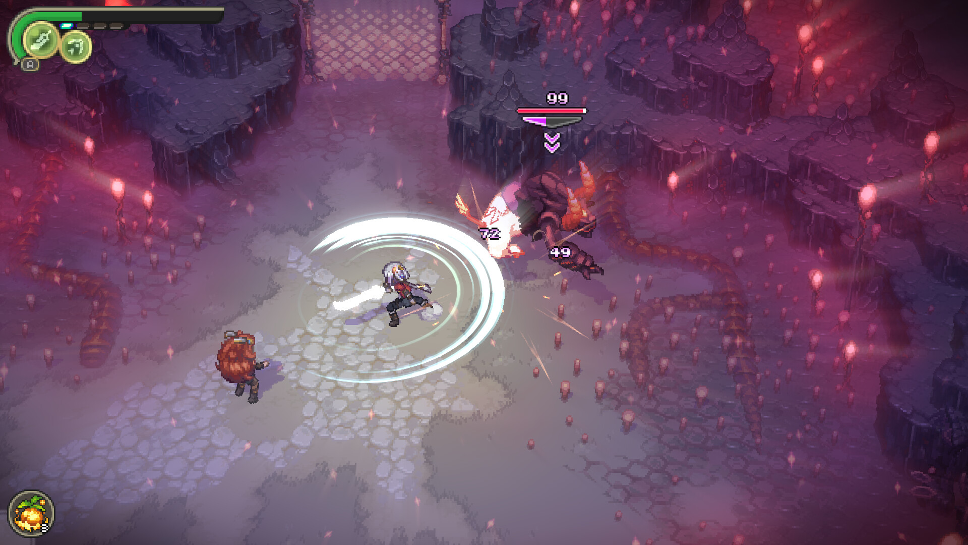 Alabaster Dawn screenshot featuring another battle scene from the game's official Steam media set.