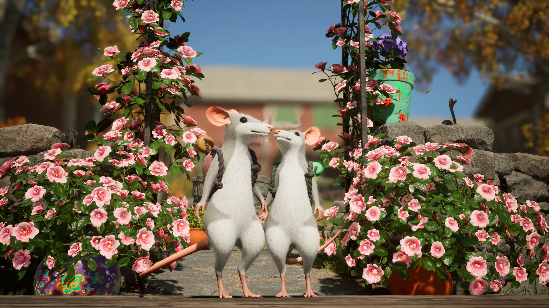 Hela Steam screenshot showing a mouse exploring a large natural environment.