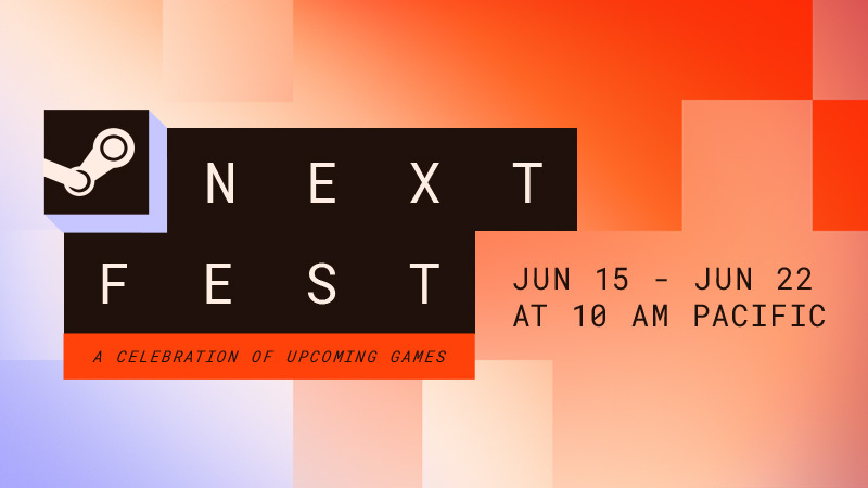 Official Steam Next Fest artwork showing featured game imagery from the June 2026 event.
