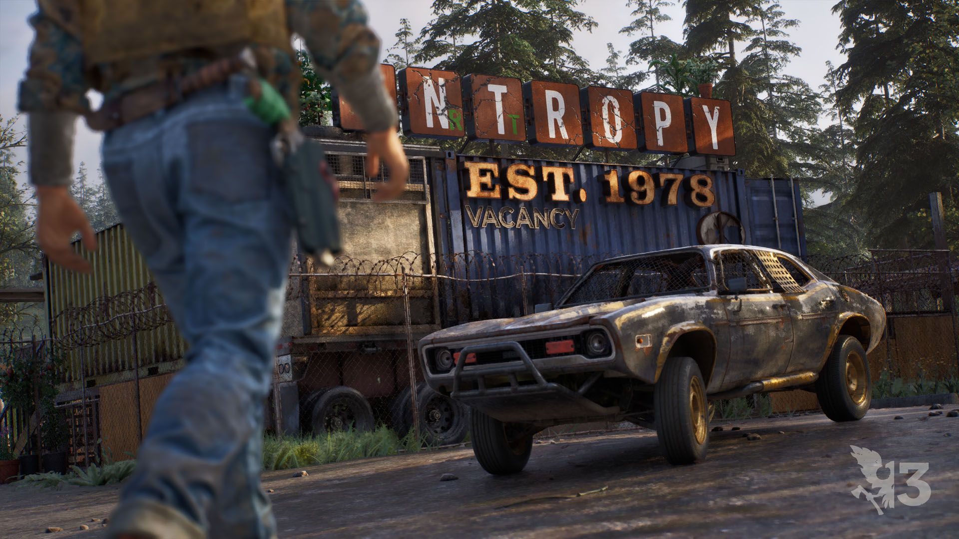 Official Xbox Wire screenshot from State of Decay 3 showing two survivors fighting zombies near a vehicle.