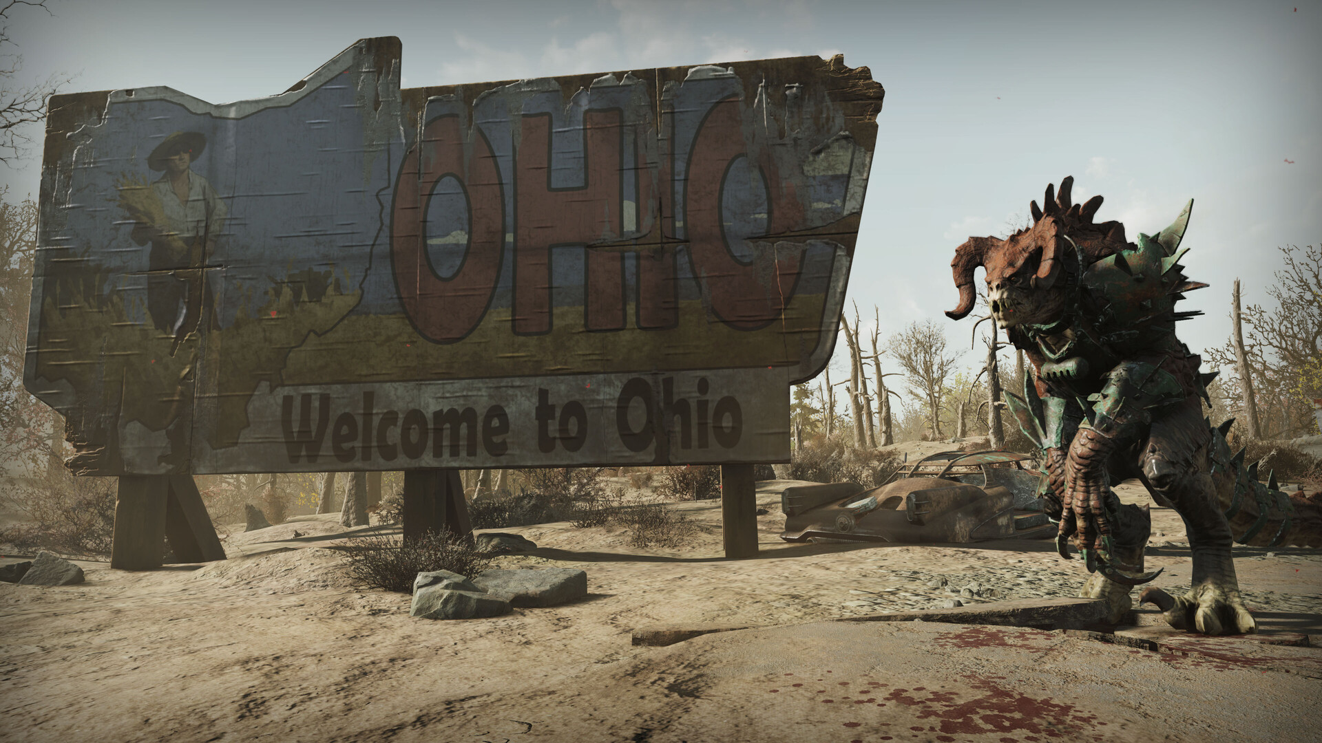 Official Fallout 76 Steam screenshot showing a firefight in Appalachia.