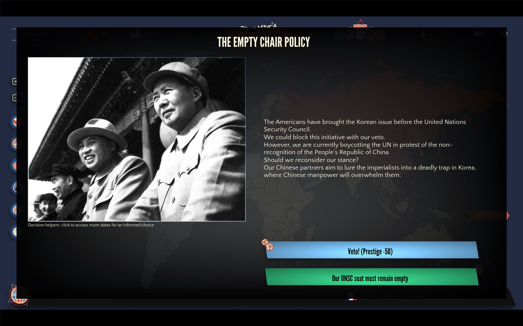 Official Maestro's Cold War 2 Steam screenshot showing the game's political strategy interface and map.