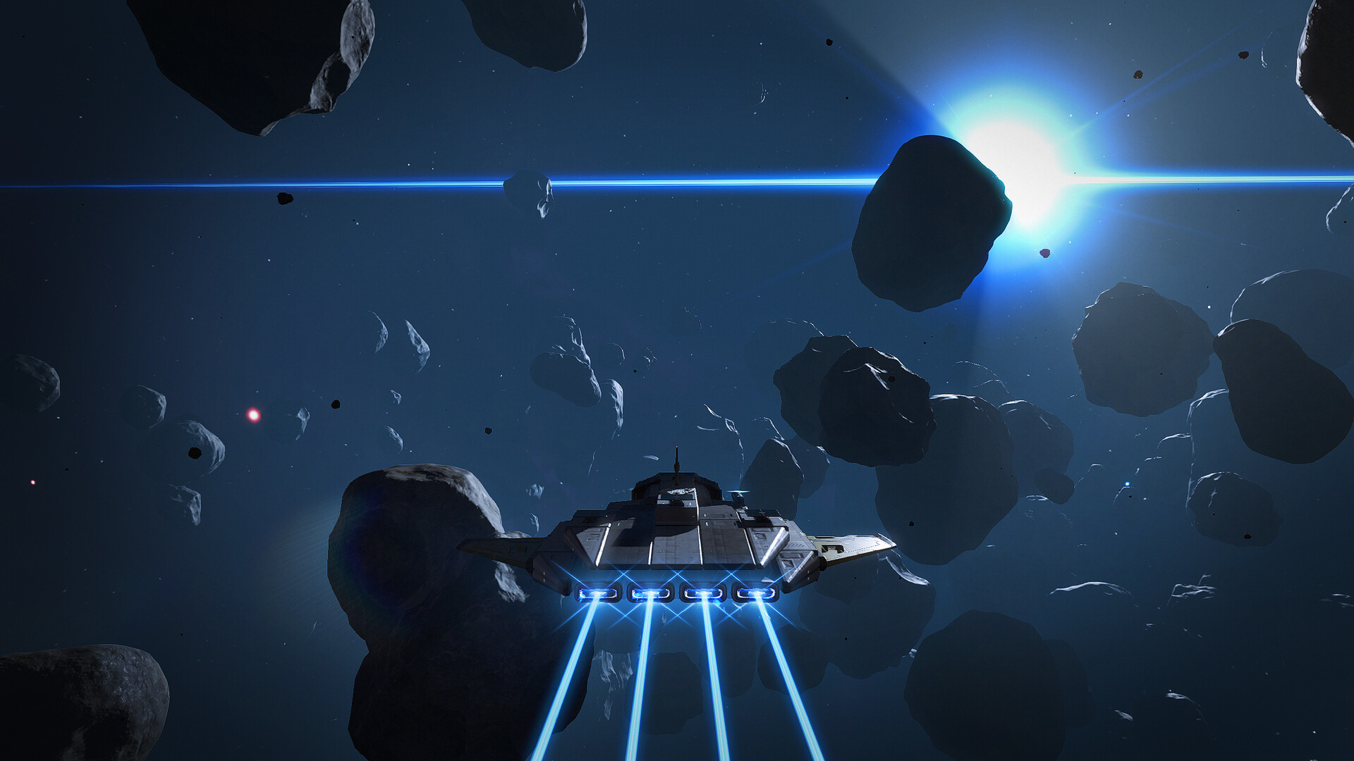 Official SpaceCraft Steam screenshot showing ships, structures, and a bright planetary-space environment.