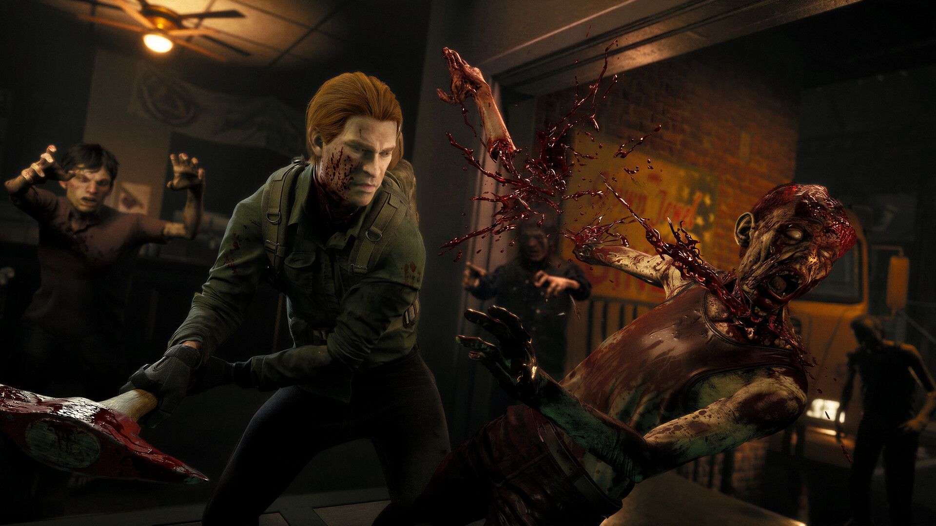 Official No More Room in Hell 2 screenshot showing co-op survivors fighting through a dark zombie-filled area.