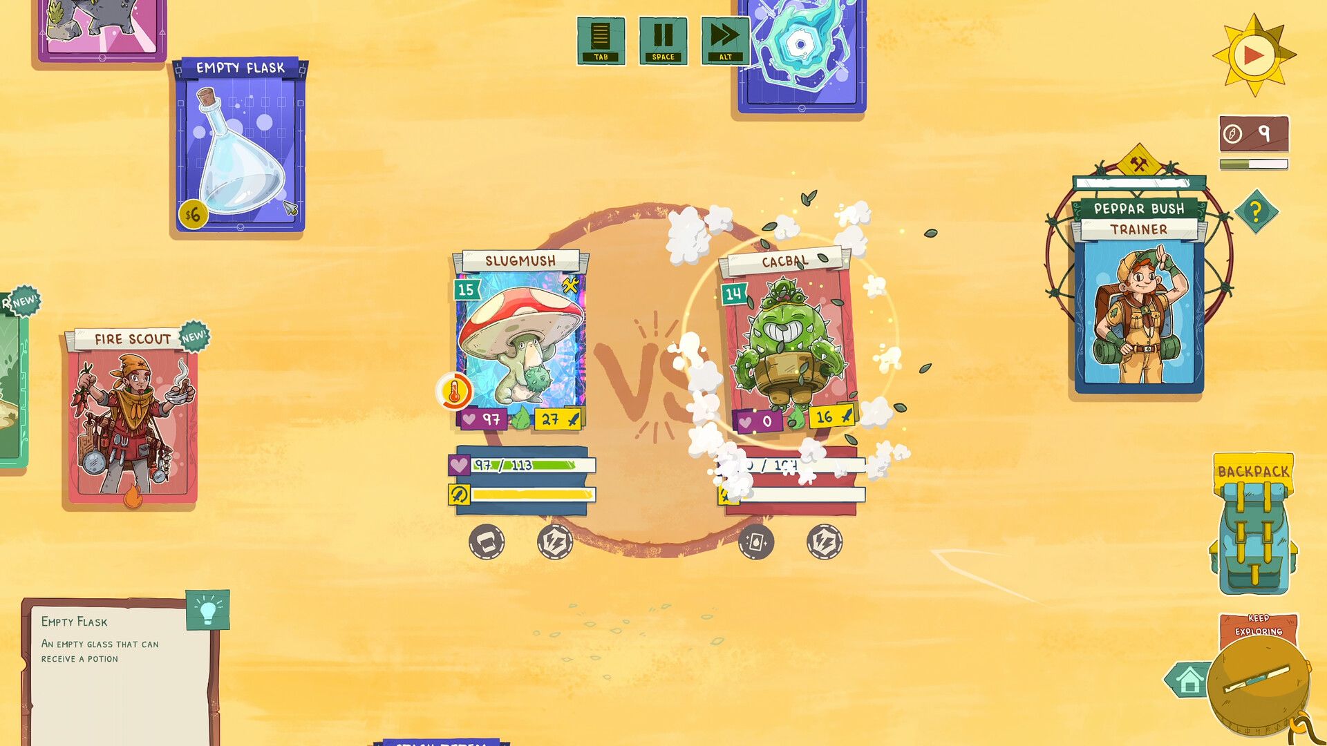 Official Stackmon Steam screenshot showing the card-stacking creature-collecting gameplay.