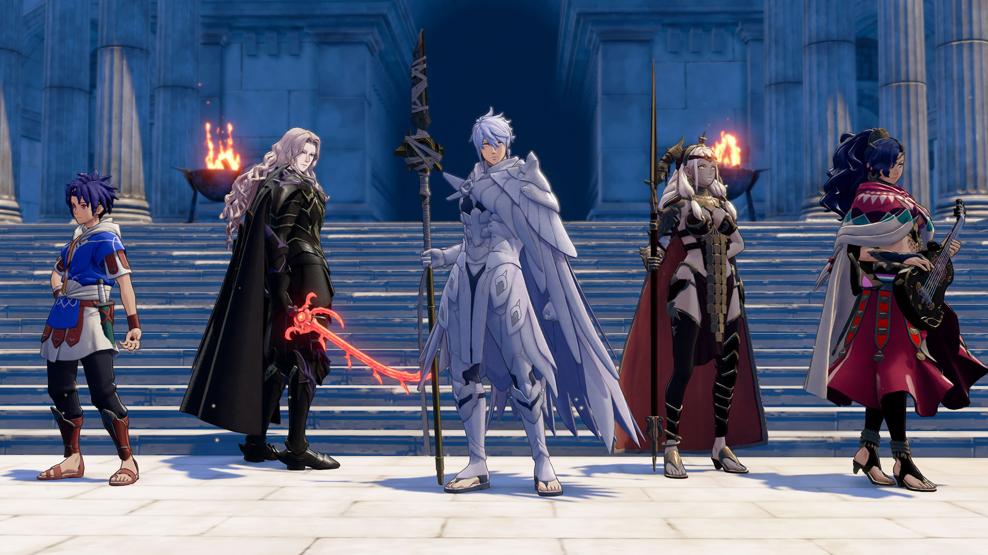 Official Fire Emblem: Fortune's Weave screenshot showing a tactical battle with multiple units on a battlefield grid.