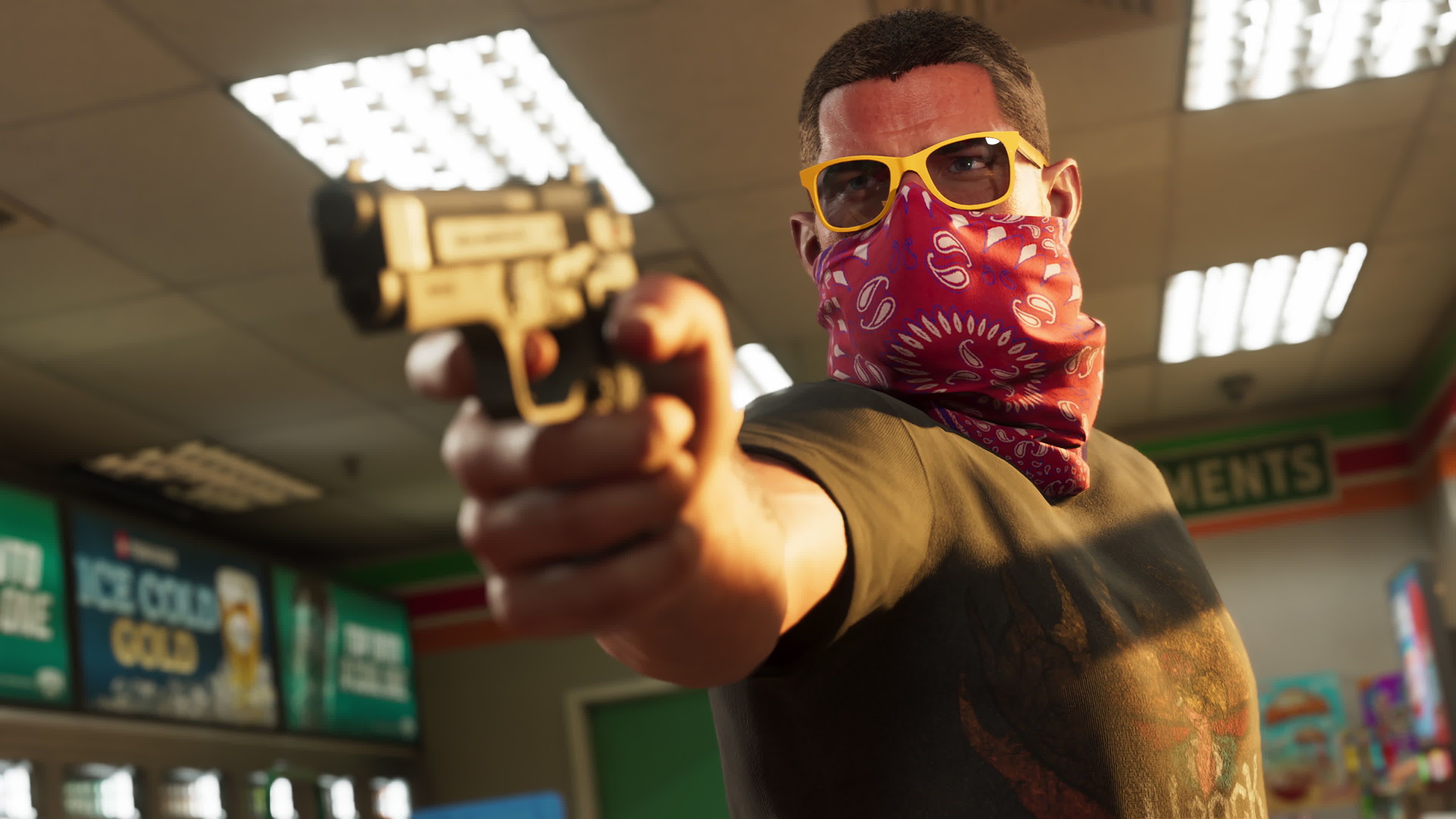 Official Grand Theft Auto VI artwork from Rockstar showing the current game-page presentation around Vice City and Leonida.