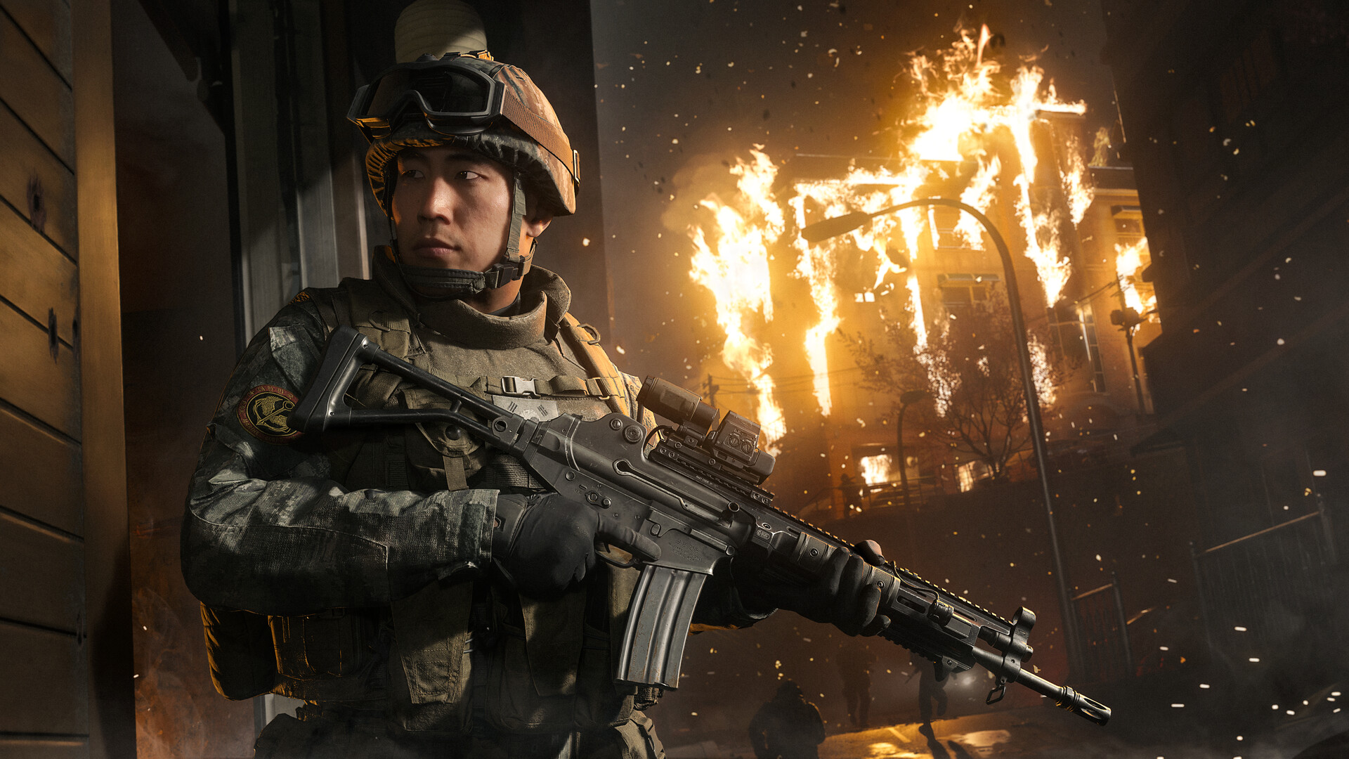 Official Modern Warfare 4 screenshot from Steam showing a close-quarters combat scene.
