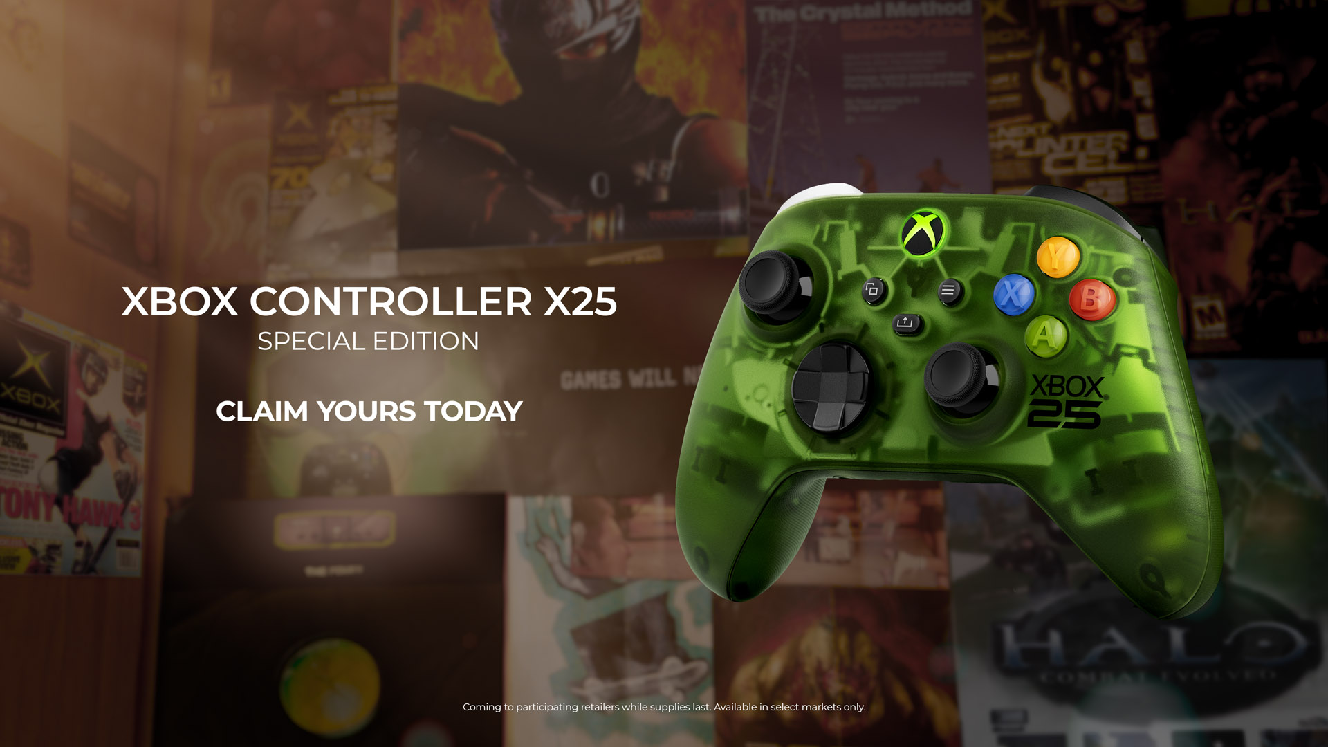 Official Xbox Wire image showing the Xbox Wireless Controller X25 Special Edition in translucent green.